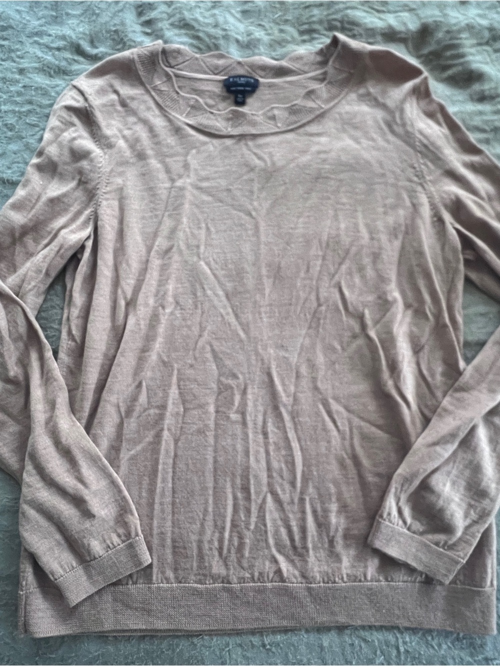 Talbots Women’s Merino Wool Long Sleeve Top Size L Old Money Neutral Minimalist